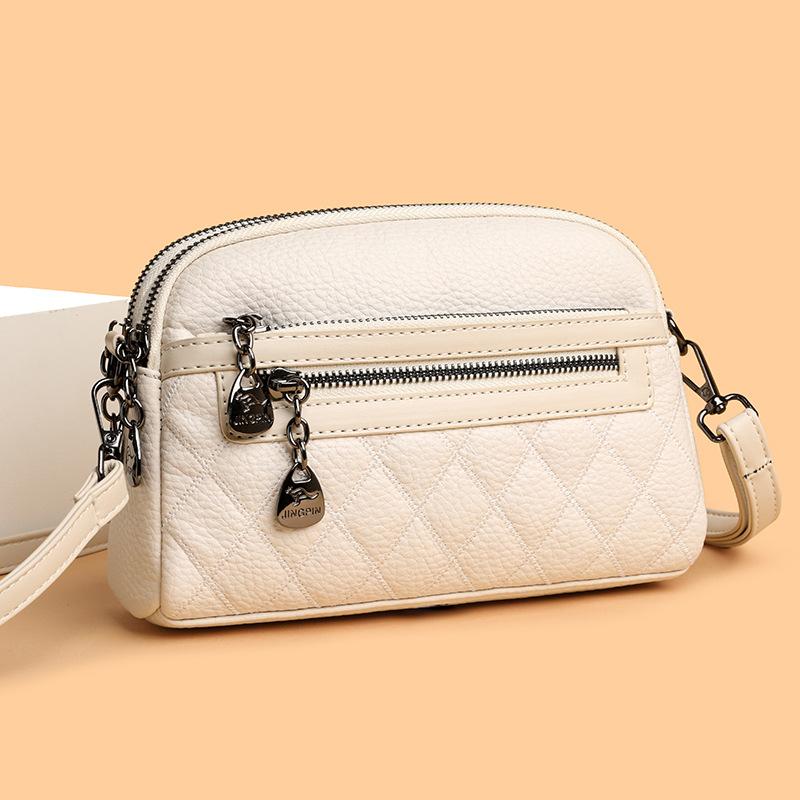 Vyšívaná kosočtvercová městská jednoduchá taška přes rameno crossbody módní PU oválná malá crossbody taška