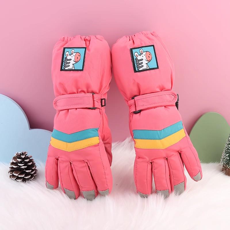 Children's Winter Ski Gloves: Thick, Cold-Proof, Waterproof, Windproof, Non-Slip, Warm Cotton for Ages 3-17.