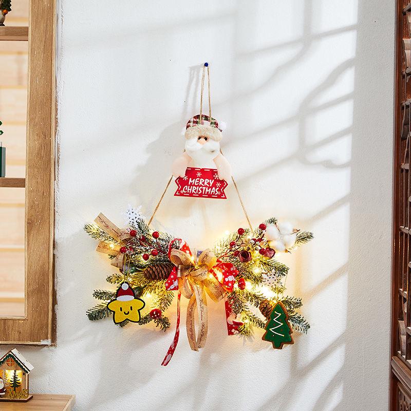 Rattan Christmas Wreath Hanging Ornament for Door & Wall Decoration