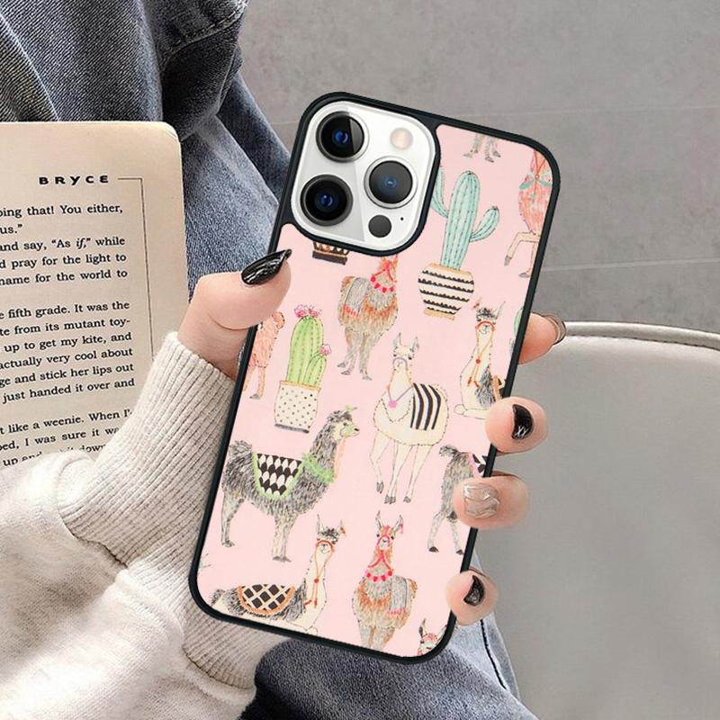 Kawaii Cute Llama Alpaca Phone Case for iPhone 17 Air 16 16e 15 Plus for Apple 13 11 12 14 Pro Max Cover coque Shell