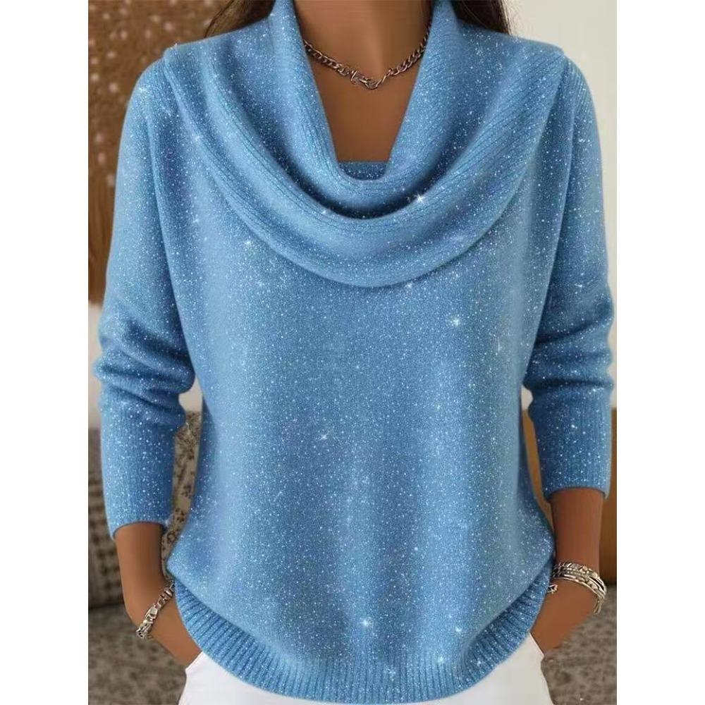 HNXC Round Beads Shining Casual Loose Knit Sweater for Autumn and Winter Tops