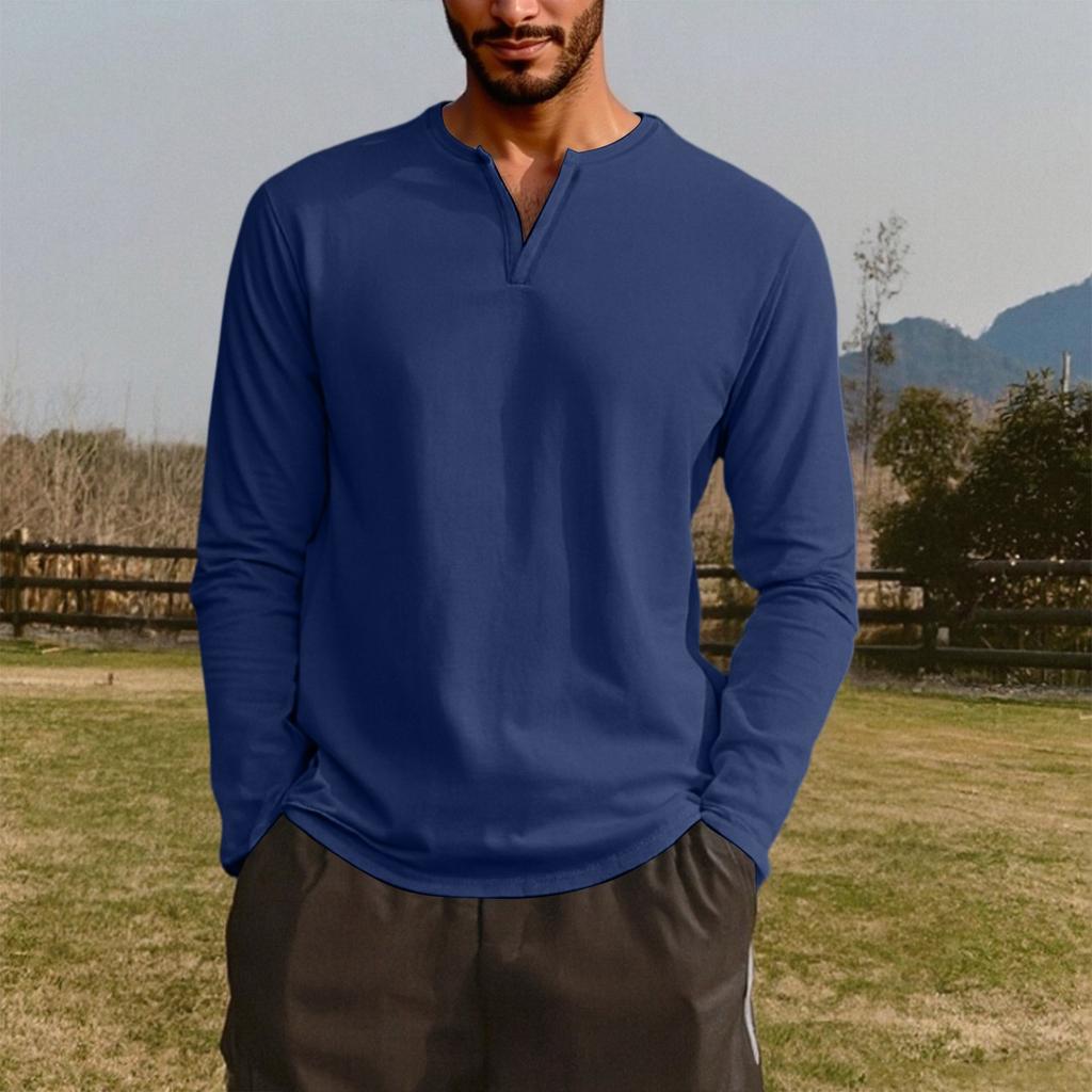 Men's V-neck Long-sleeved Top Is Casual
