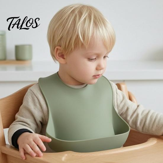 Easy Clean Toddler Bibs Silicone Baby Bib, Waterproof Soft Adjustable Feeding Durable Large Pocket Food Catch Bib for Babies And Toddlers Comfortable