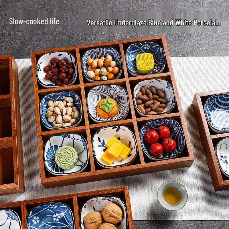 Nine-Grid Wooden Snack & Fruit Serving Tray