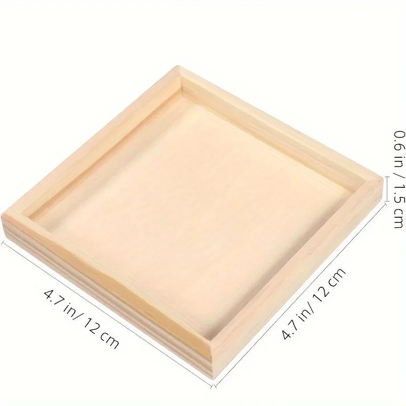 Set of 10 Unfinished Wooden Trays for Crafts DIY Painting Staining 3D Puzzles Art Projects - Versatile Craft Wood Tray