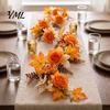Silk Flower Rattan 180cm Artificial Vine Hanging Door Wreath with Pumpkins Berries Maple Leaves, Halloween Home Decor Garland for Autumn Harvest