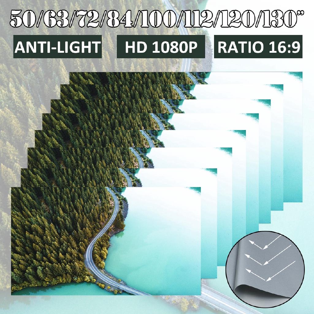 16:9 Portable Foldable Anti-light Projector Screen 3D Home Cinema HD 1080P Projection Screen 50/60/63/72/84/100/112/120/130 Inch