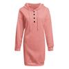 Damen Kleider Langarm Kordelzug Pullover Top Kleid Casual Hoodie Pullover Kleid Kleider