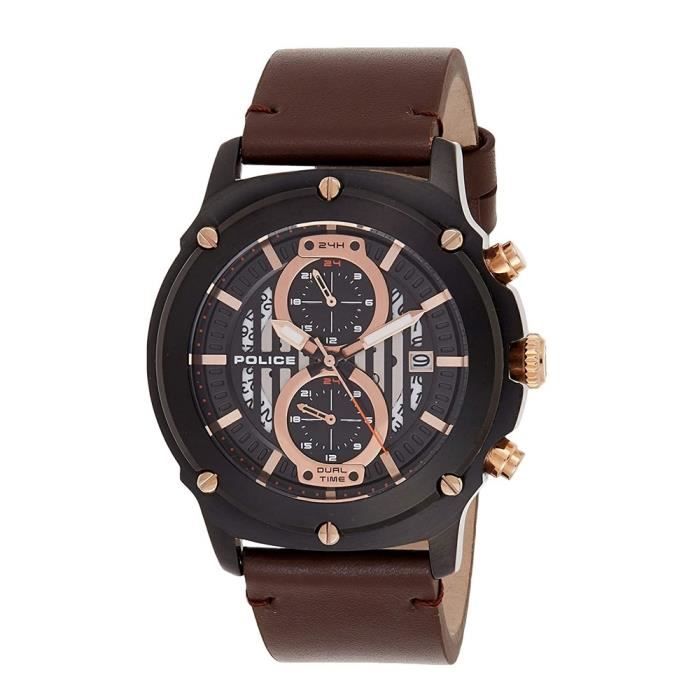 Montre - Police - R1451324001 LULWORTH - Cuir noir - Acier inoxydable - Quartz japonais