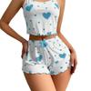 Pigiama a coste alla moda con stampa di ciglia a forma di cuore per donna