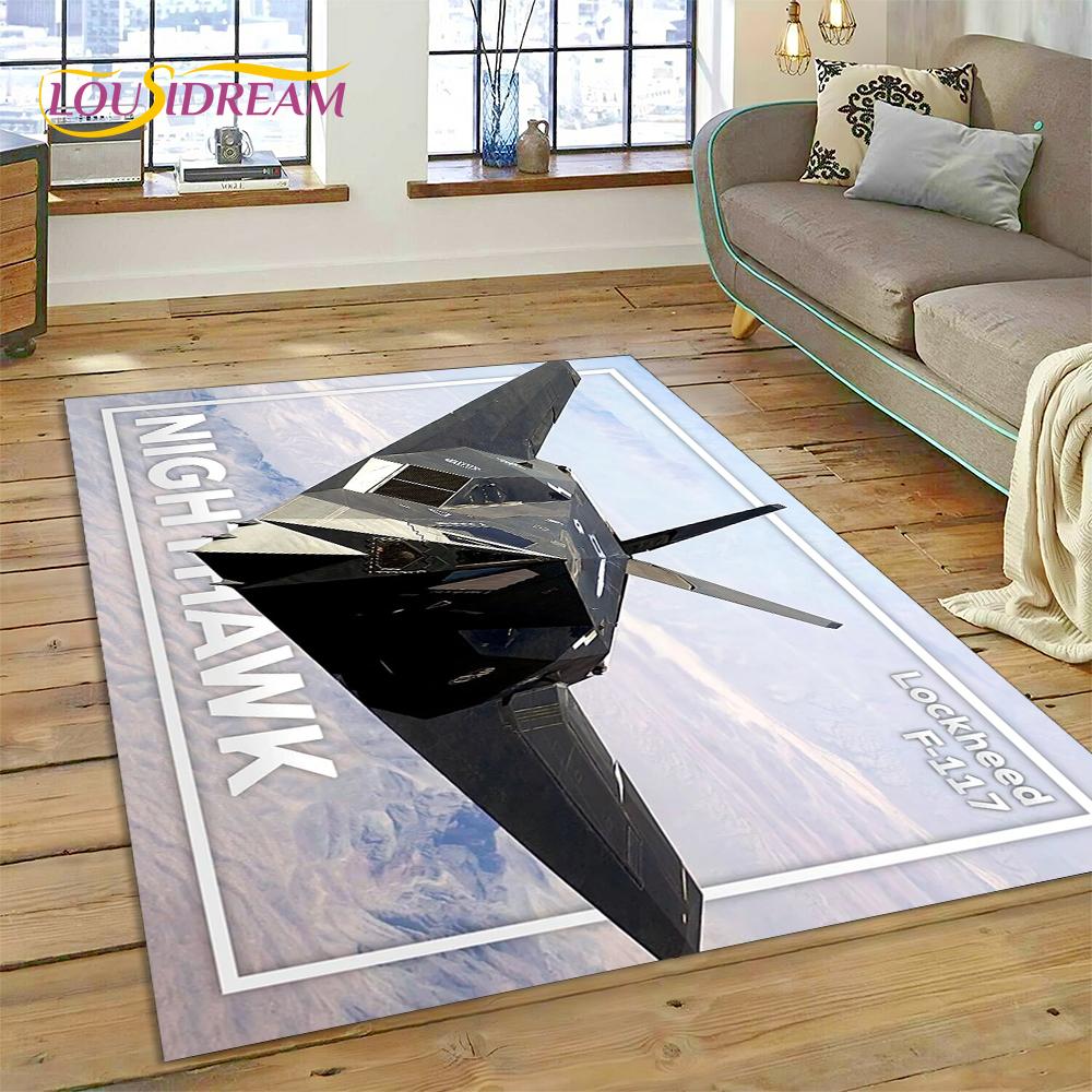 3D Flygvapnets Jaktplan Spitfire Flygplan Matta för Hem Vardagsrum Sovrum Soffa Dörrmatta Dekor, Barnområdesmatta Halkfri Matta