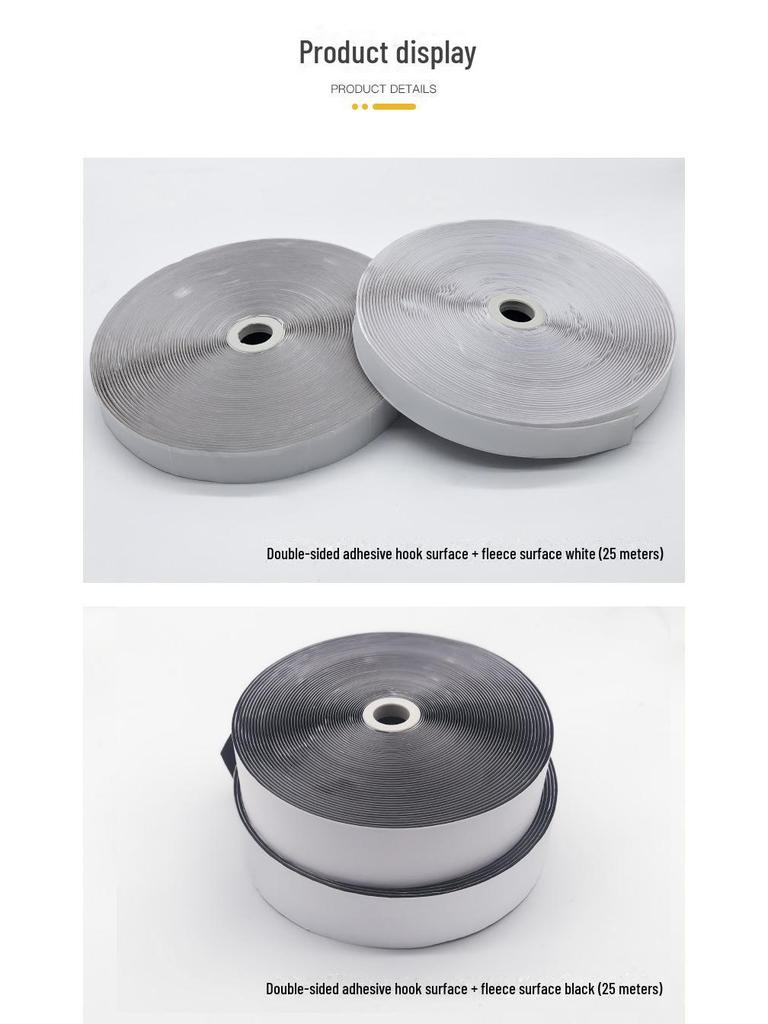 Yang Black & White Velcro, 7 Widths Available, Strong Adhesive, Tear & Temperature Resistant, No Marks.