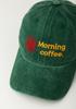 Moningkeopileonkeulleob Morning Coffee Sun Logo Ball Cap Stone Washed Green