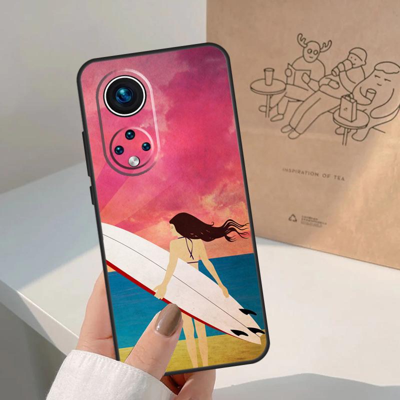 HAWAII STRAND SURF MÄDCHEN SURFEN KUNST Für Honor Magic 8 5 6 7 Pro Hülle Für Honor 400 200 Lite 50 70 90 X8c X8b X9a X9b X9c X9d Win