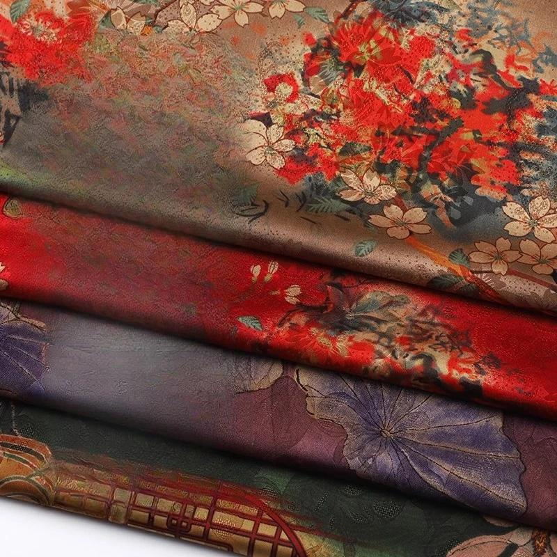 Chinese-style Imitation Silk Cloud Gauze High-end Fabric Soft Cotton Silk Printed Fabric DIY Cheongsam Dress Hanfu Clothing