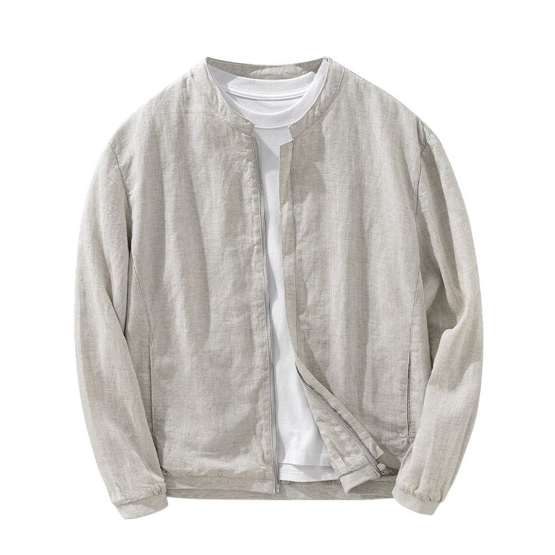 Foreign Trade Surplus Linen Tencel Simple Jacket for Men, New Spring and Autumn Trendy Casual Versatile Loose Outerwear