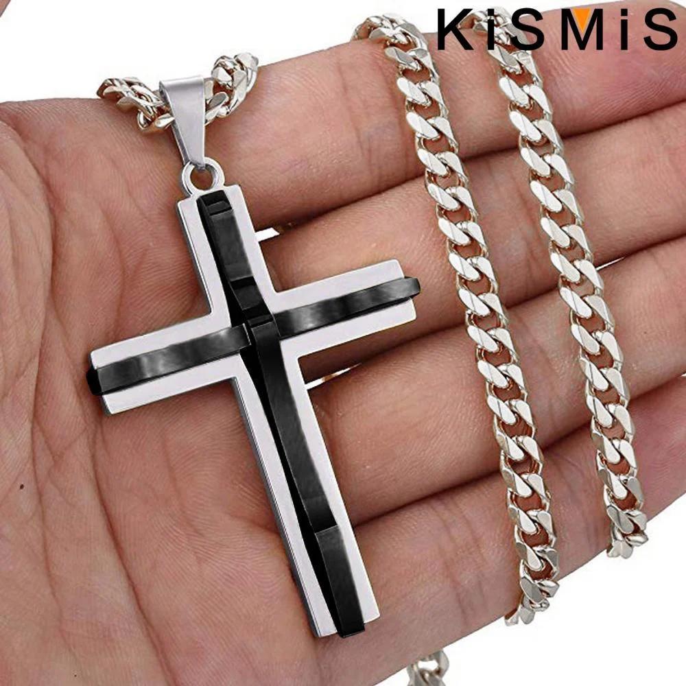 1PC Mens Cross Pendant Necklace Hip Hop Jewelry Accessories Fashion Trendy Necklace for Men