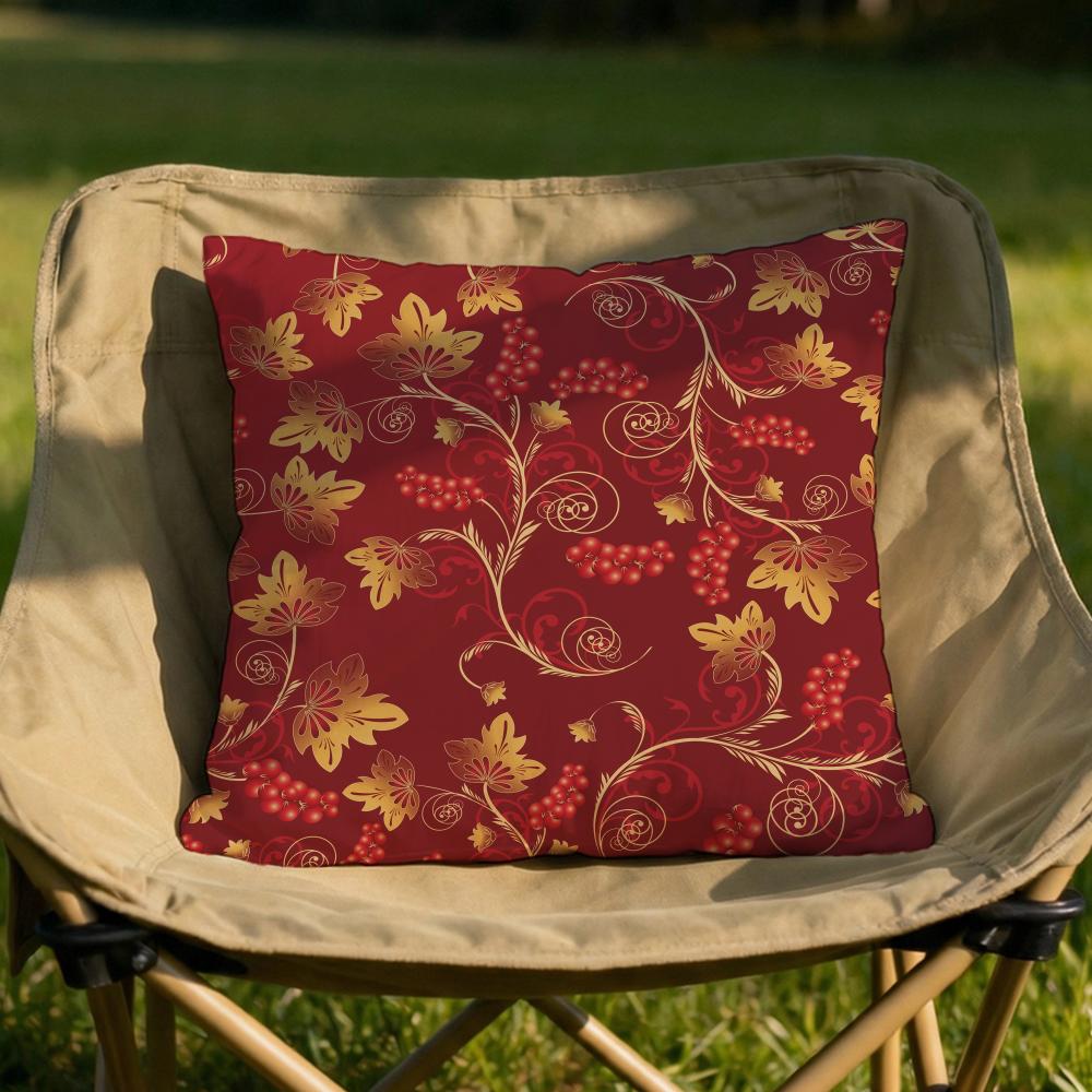 Vintage Gold Flowers Cushion Cover Soft Reversible  Durable Pillow Cover  MultiScene Use for Home  Car Daily Comfort