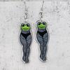 Cute Mushroom Frog Earrings Drop Earrings Acrylic Cartoon Balloon Print Dangle Earrings Ear Dangles Ear Pendant for Girl