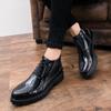 Boots Men Black Zipper Patent Leather Thick Soled Shoes European Youth Style Fashionable Chelsea Boots Size 38-44 Men Boots