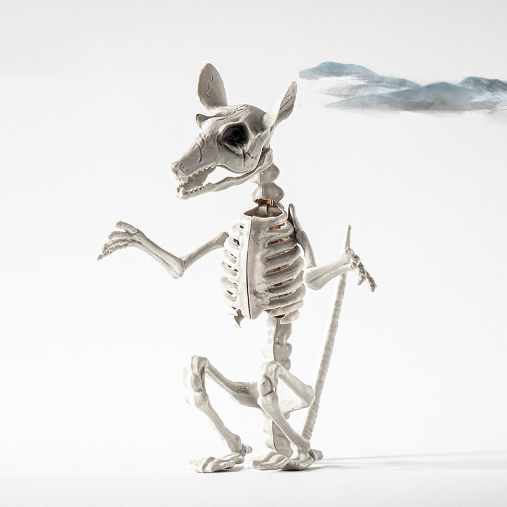 Long Lasting Halloween Prop Durable Plastic Skeleton Halloween Skeleton Decor for Courtyard Graveyard Cat Dog Bird Rat Goat Head