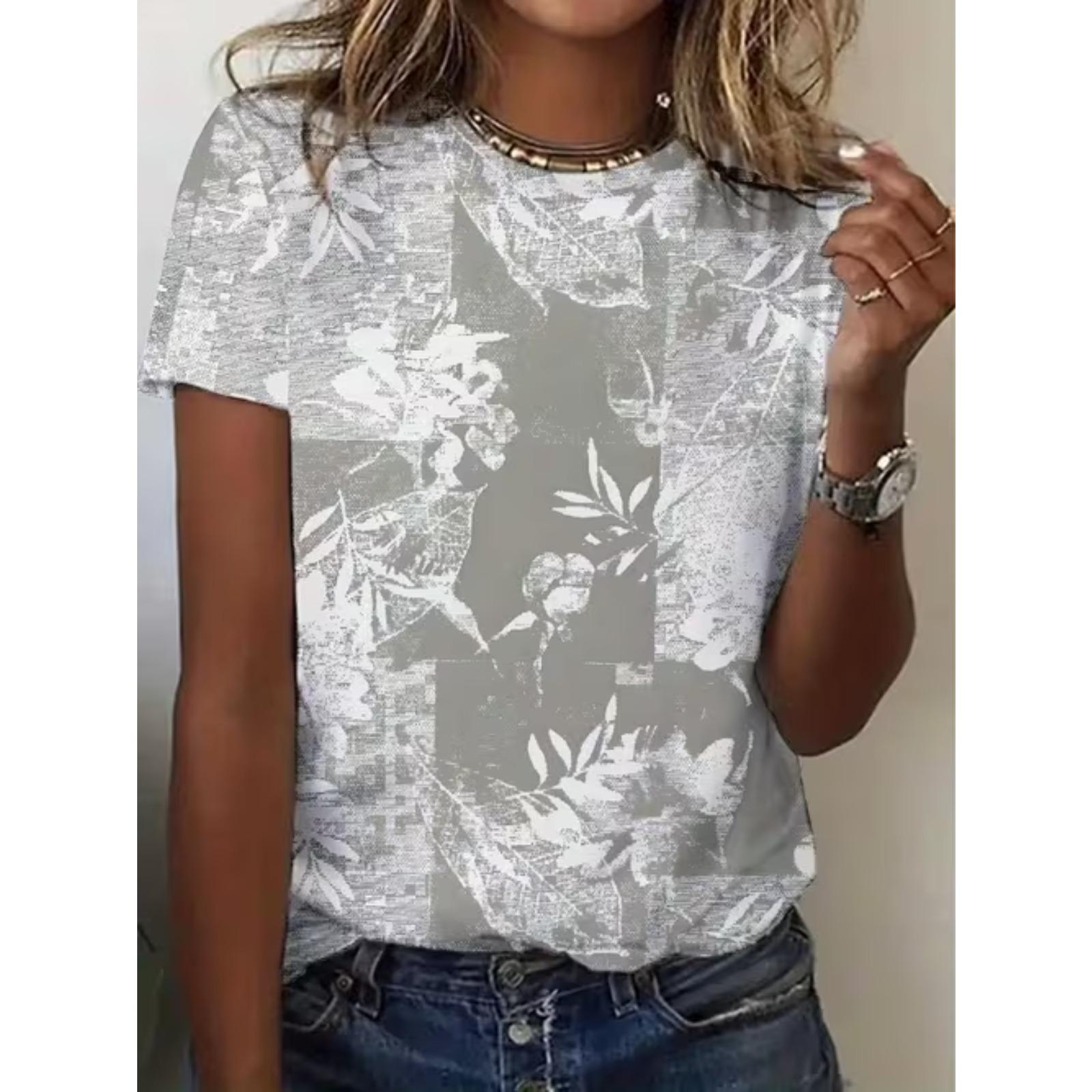

Fashion Women Characterl Print T Shirt Funny Casual O-neck Short Sleeves T-shirt Summer Female Tee Shirt 8XL колумбія синього кольору