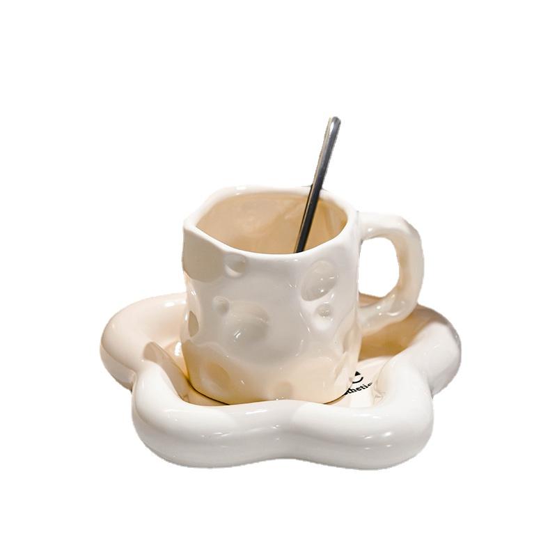 Creative Cheese Coffee Cup Office Ceramic Mug Coffee Shop Afternoon Tea Beverage Milk Cup Light Luxury Home Beverage Set