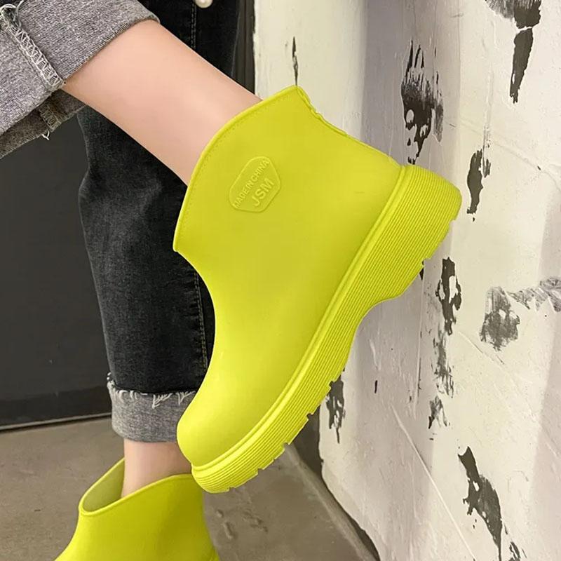 WTEMPO Chaussures de pluie à Tube court pour femmes, imperméables, couleur unie, cheville, à la mode, antidérapantes, pour l'extérieur, vente en gros, livraison directe