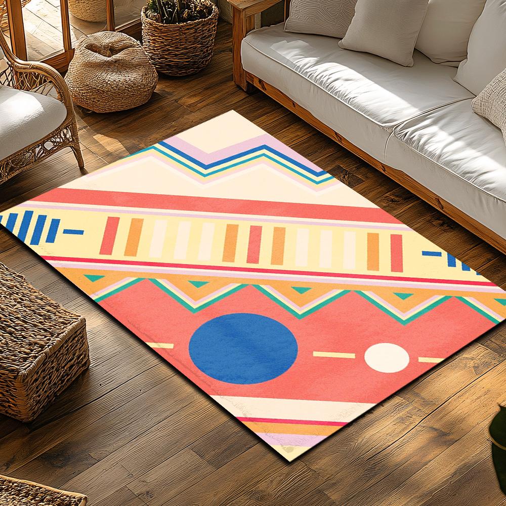 Boho Area Rug Non Slip Indoor Outdoor Mat Washable Modern Abstract Geometric Carpet Living Room Decor Home Accent