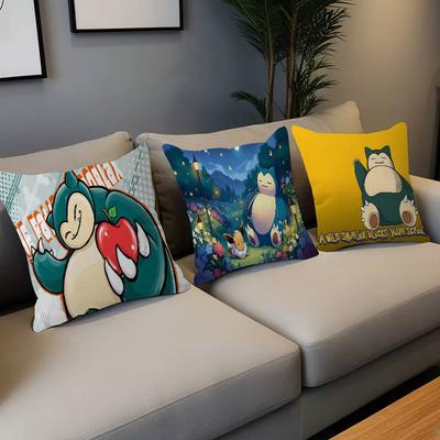 P-pokemon Ronflex Décoration de Chambre Esthétique Housse de Coussin Décoration Intérieure Chambre Canapé Lit Housse de Coussin 45x45