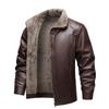 Neuer Mantel, dicke Samtlederjacke, Herbst- und Winter-Herrenlederjacke, leichte Business-Casual-Lederjacke mit eckigem Kragen, modisch und vielseitig
