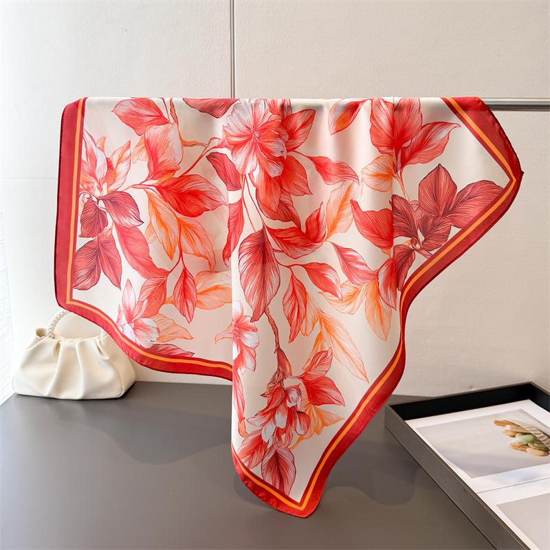 

Fashion 70cm Square Scarves Women s Silk Scarf Spring and Summer Bandana Small Neckties Hairbands Bags Foulard Shawl 70x70cm
