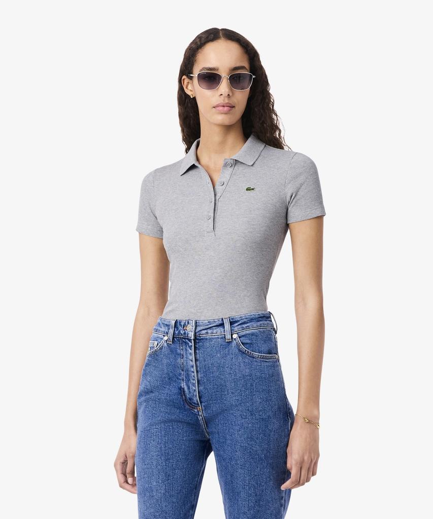 LACOSTE Women'S Slim Fit Rib Knit Polo Shirt Df5377-56G Cca