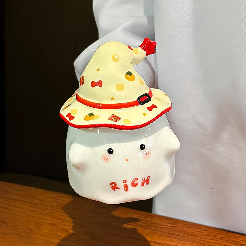 

Подарочная чашка на день рождения Бытовая кружка для питьевой воды Керамическая чашка с крышкой Новогодняя Милая Офисный сувенир 350ML