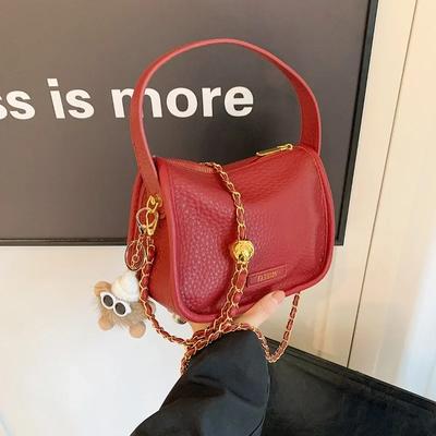 Advanced Sense Light Luxury PU Texture Simple Shoulder Bag  New Versatile Delicate Autumn High-end Chain Crossbody Bag