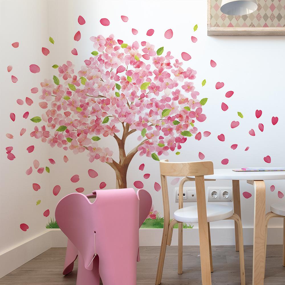 Branches Flowers Fallen Leaves Bedroom, Living Room Entrance Hall Home Background Beautification Wall Stickers
