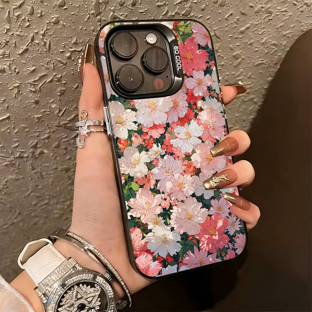 F-flowers Phone Case For iPhone 17,16,15,14,13,12,11 Plus,Pro Max,XS,Colorful Silver Black Cover