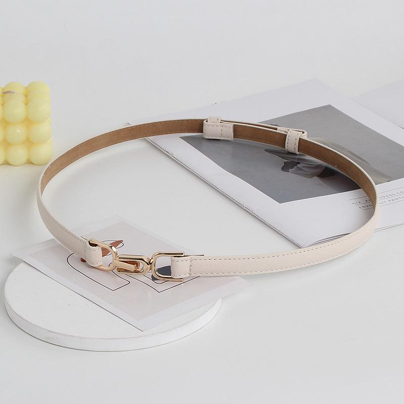 

Women s Fashionable Thin Black Leather Waist-Cinching Belt for Dresses, Sweaters, Coats - Korean Style. грязно-белый