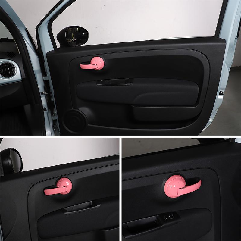 For Fiat 500 2010-2024 ABS Carbon Fiber Car Ide Handle Panel Frame Cover Trim Sticker Interior Car Accessories