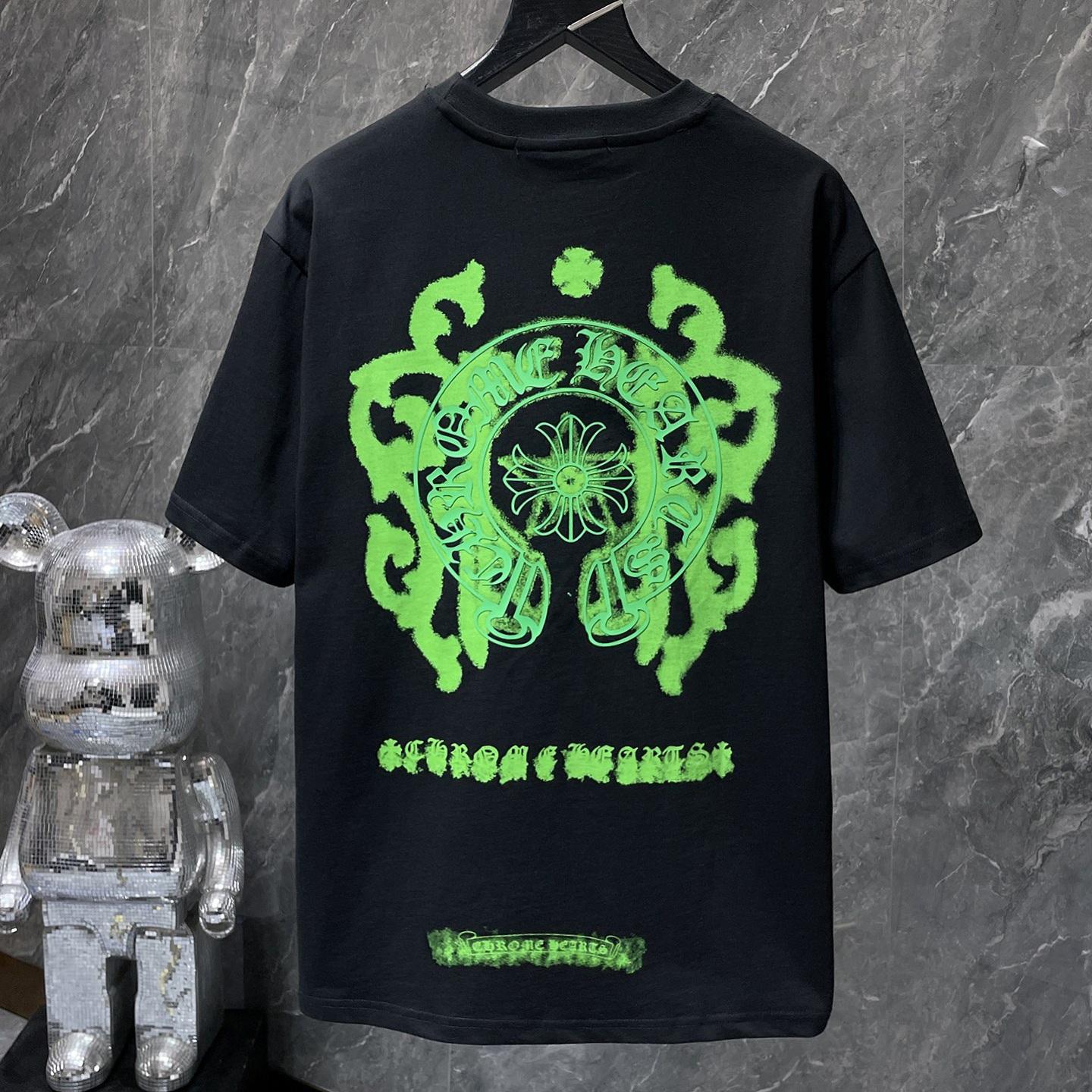 

GZ-8940 CHROME HEARTS 2025 Літня Новинка Високоякісна Бавовняна Футболка з Круглим Вирізом Вільного Крою Великого Розміру Чоловіча та Жіноча Парна Футболка XL чорний