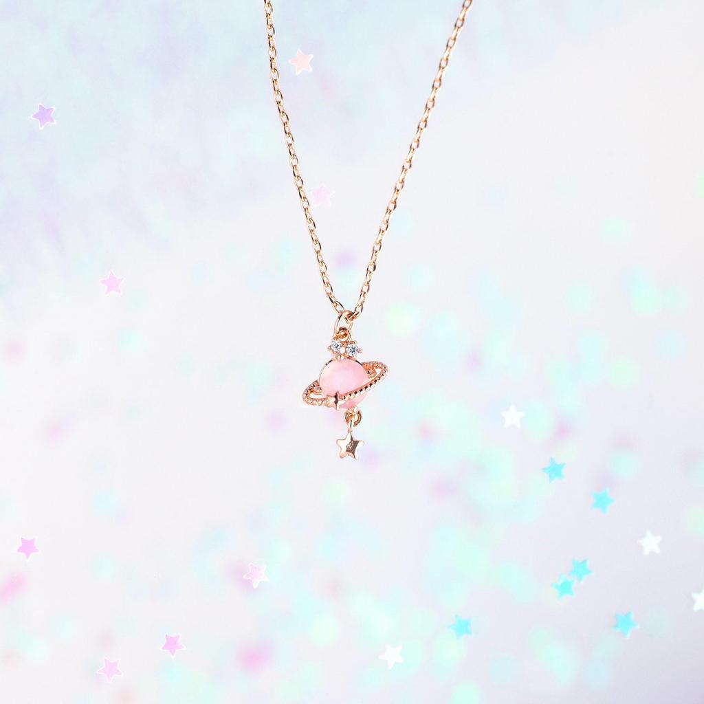 Women's Saturn Ring Pendant Clavicle Necklace - Planet & Cross-border Style