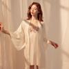 High-End Ice Silk Women's Summer Nightdress with Chest Pad, Princess-Style Embroidery, Wearable Outside as Suspender Pajamas or Homewear