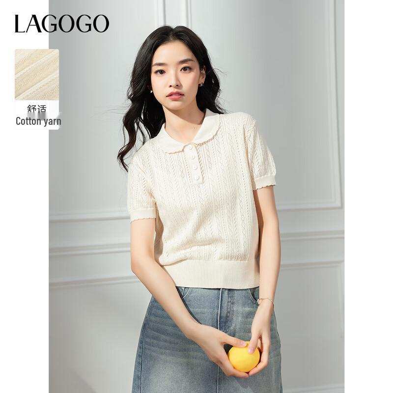 Женский хлопковый вязаный топ с коротким рукавом LAGOGO S