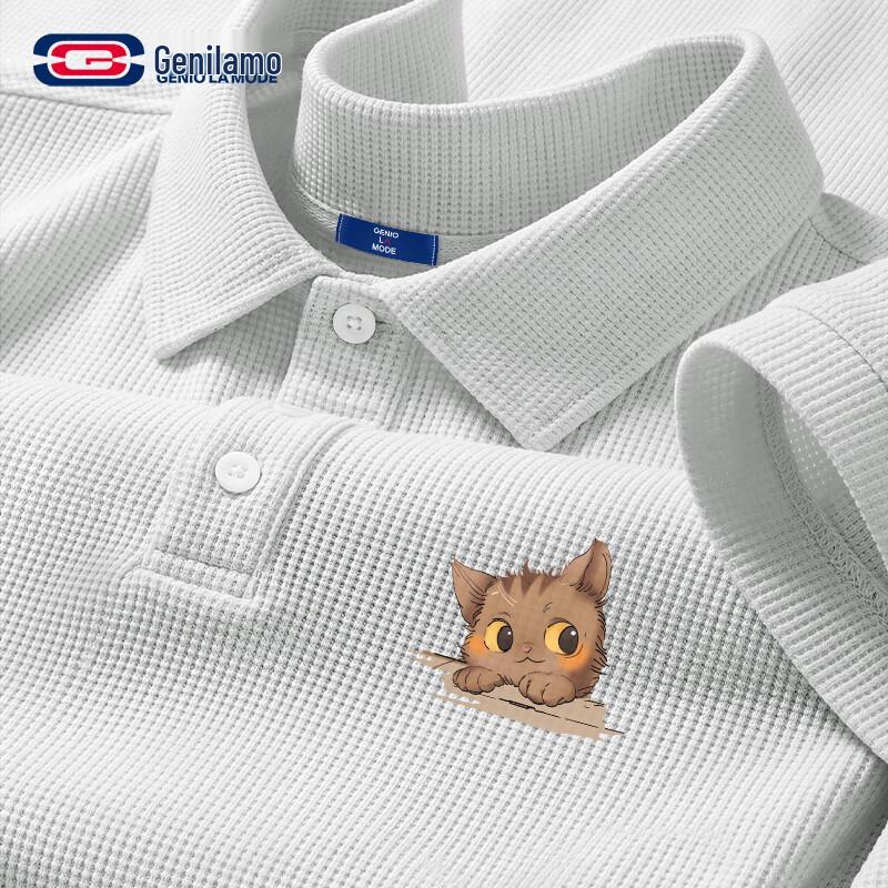 GENIOLAMODE Men s Waffle Knit Short Sleeve Polo Shirt L