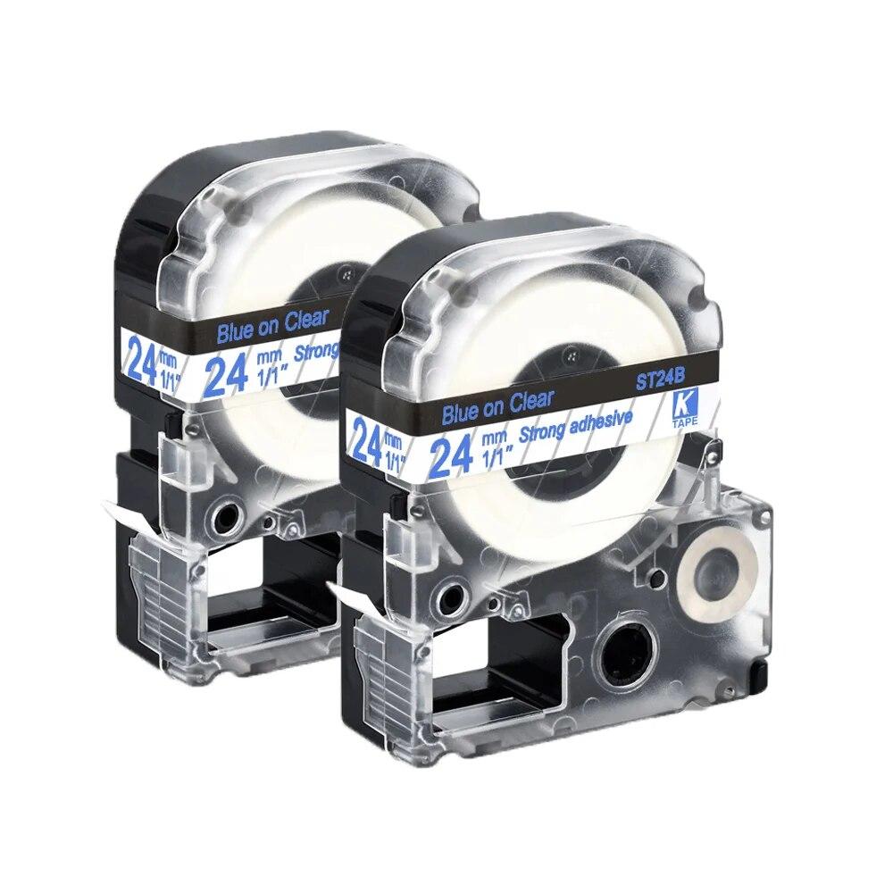 2 pachete de etichete multicolore de 24 mm Bandă de etichete compatibilă Epson LC-6WBN / SS24KW SC24RW SC24BW SD24K pentru imprimanta Epson LW400 500 600