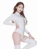 Sexy Damen PVC Glänzend Hoher Schnitt Body Bandage Leotard Tanzkleidung Langarm PU Latex Cosplay Dienstmädchen Eng Anliegender Catsuit