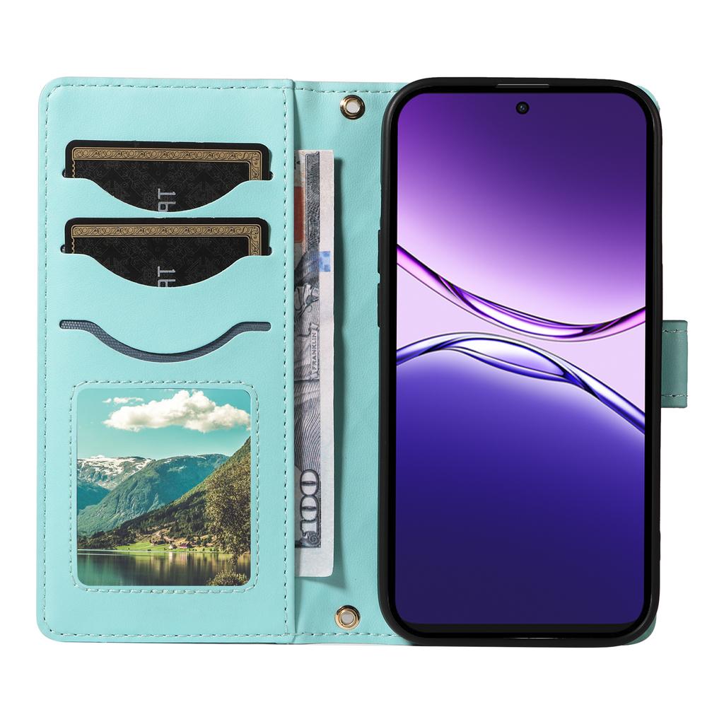 For Oppo A5 Energy 5G (China)/Oppo A5 Pro 4G (Global) Wallet Case Rhombus Leather Phone Cover with Strap