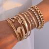 10 Pcs/Set Fahsion Simple Gold Color Twist Texture Crystal Geometric Bangle Bracelet Set for Women Statement Jewelry Accessories