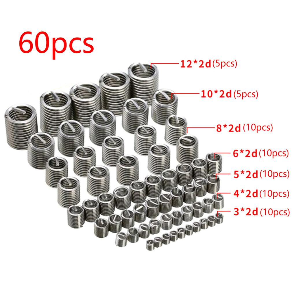 Balení 60 metrických vložek s hrubým závitem Vložky s ocelovým závitem s hrubým stoupáním pro stabilní spoje při různých opravách