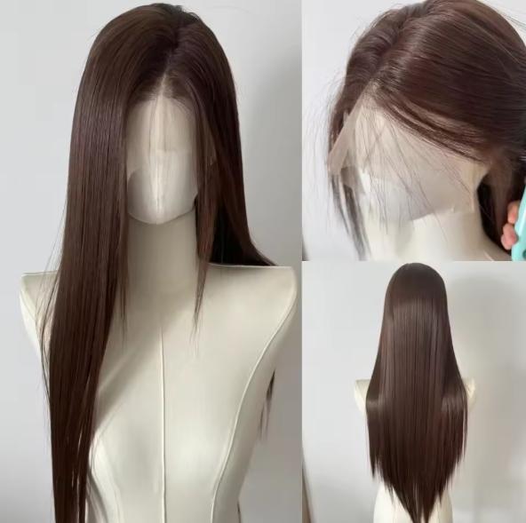 Peruka Ashely Platynowy Blond 26 cali 13x4 Koronkowa Peruka z Przodu Długa Prosta Syntetyczna Koronkowa Peruka Włókna Wysokotemperaturowe do Cosplay